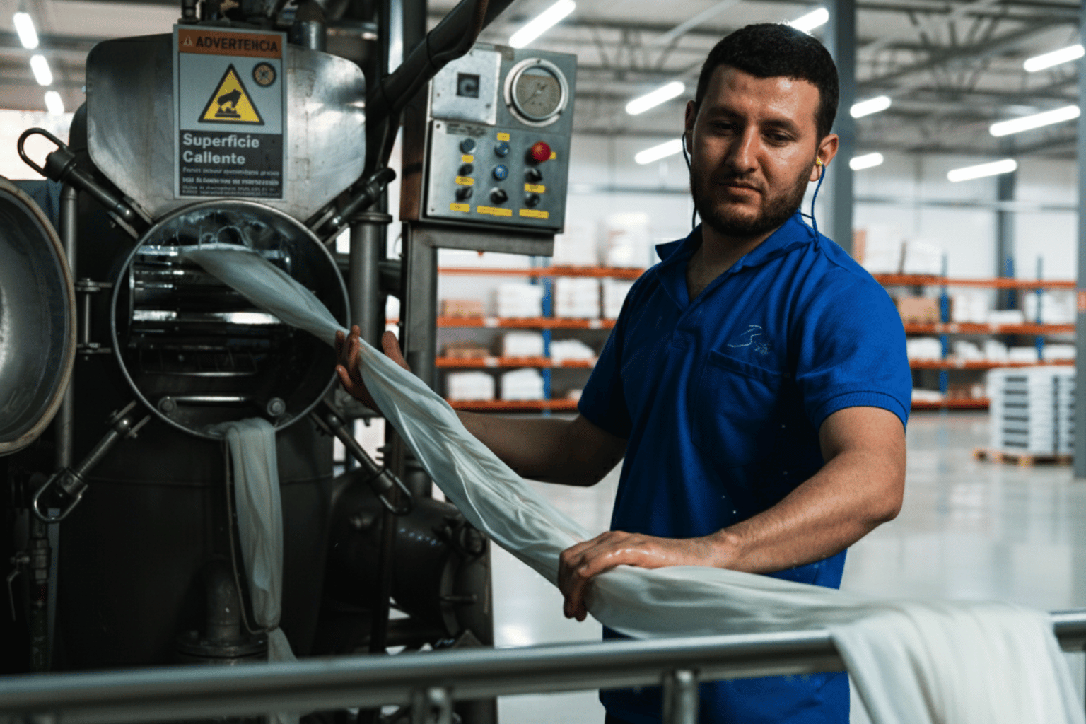 Laboratorio de tintorería con equipos a escala