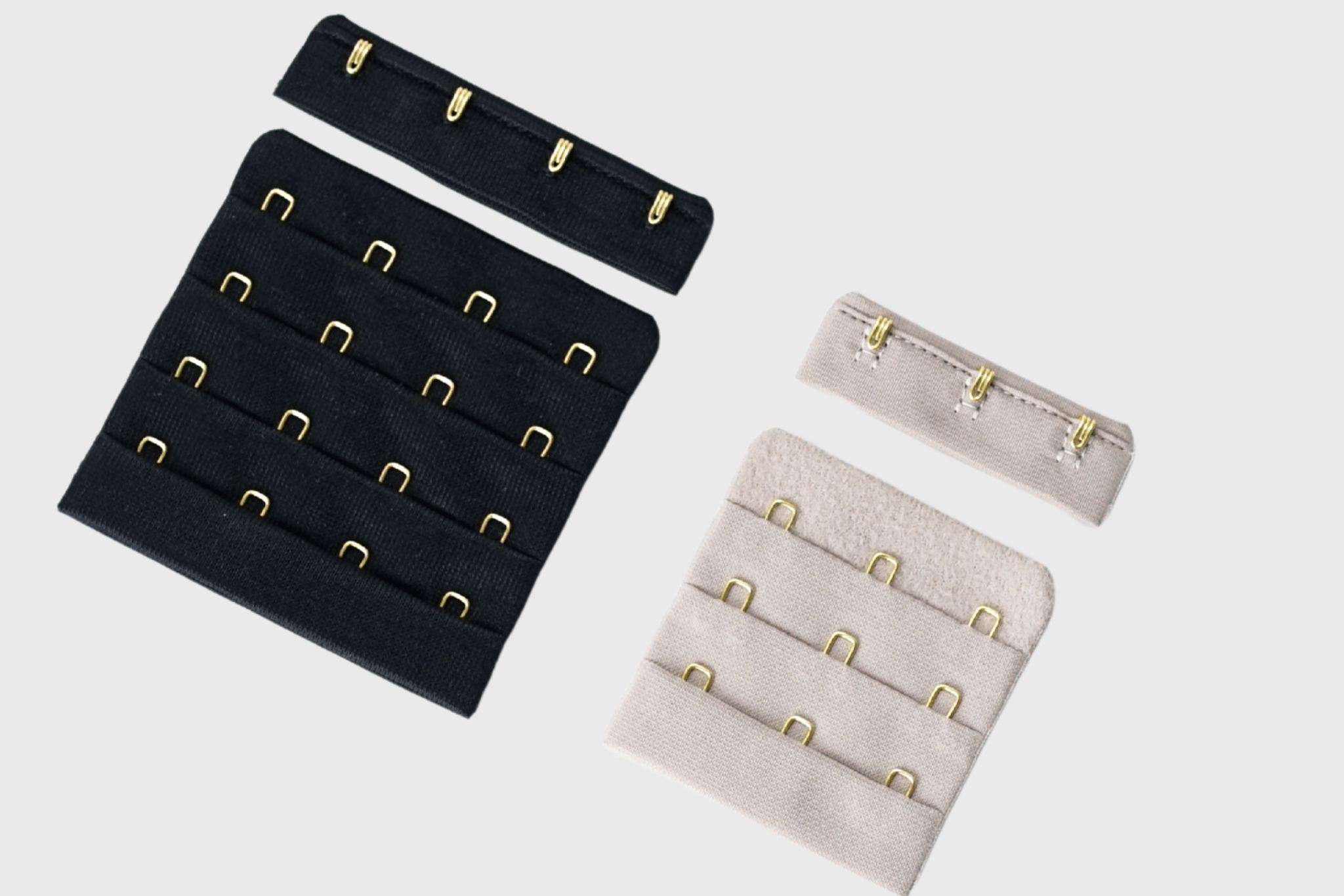 Abrochadura tela microfibra y perchado con ganchos dorados